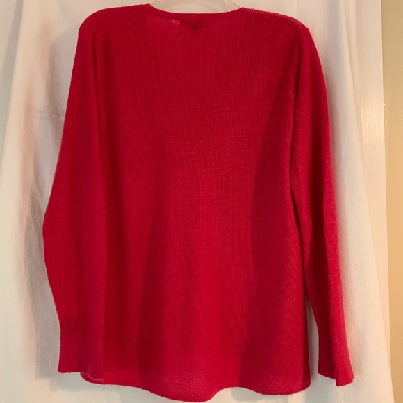 Lands' End dark pink 100% cashmere henley style sweater - Picture 4 of 6
